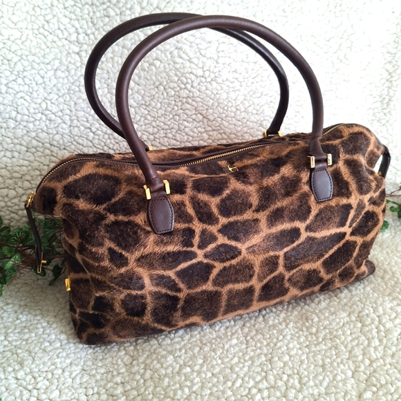 Kate Spade | Giraffe Faux Hair Brown Leather Satchel - Picture 6 of 15